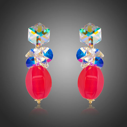 Cube Stellux Austrian Crystal Drop Earrings -KPE0272