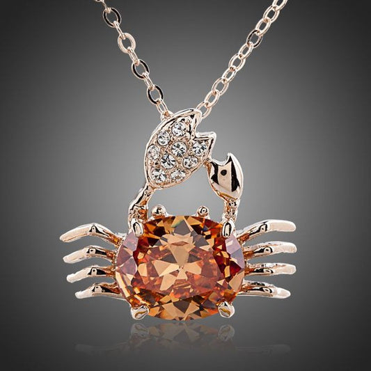 Champagne Crab Pendant Necklace KPN0081