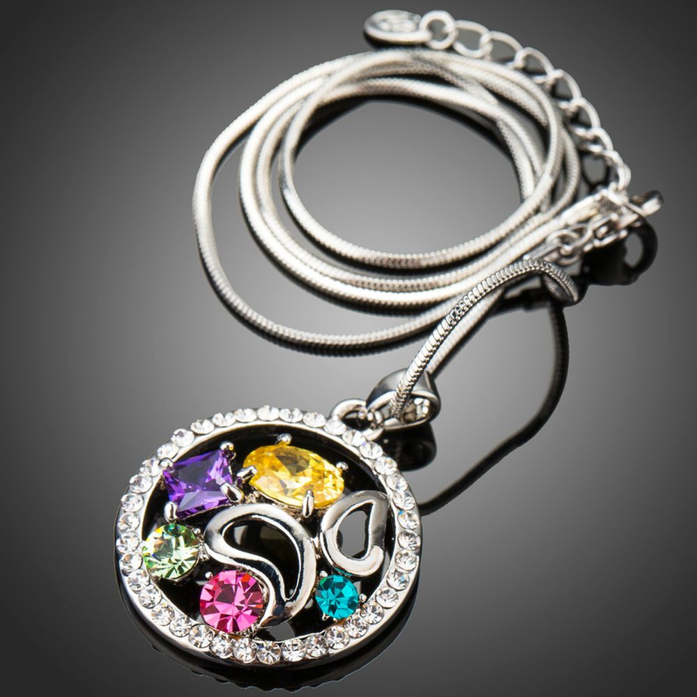 Multicolor Cubic Zirconia Pendant Necklace KPN0228