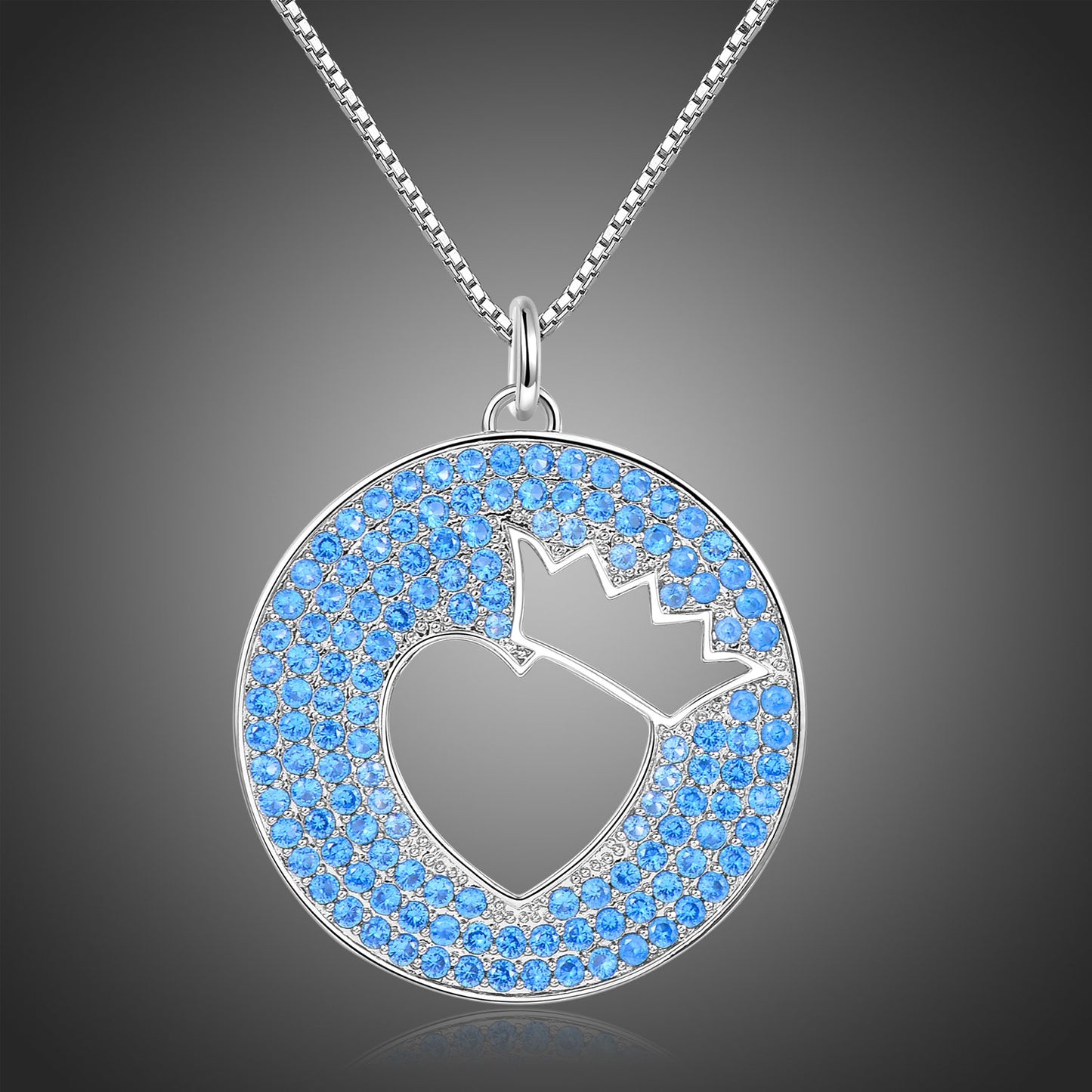 Light Blue Crown Love Heart Necklace KPN0272