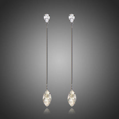 AAA Cubic Zirconia Marquise Shape Dangle Earrings -KFJE0403 - KHAISTA1