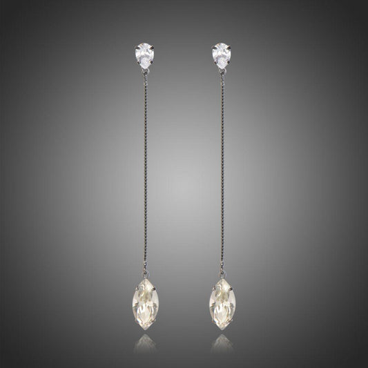 AAA Cubic Zirconia Marquise Shape Dangle Earrings -KFJE0403 - KHAISTA1