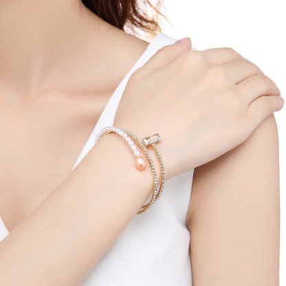 Adjustable Bangle - Champagne Pearl Bracelet KHAISTA