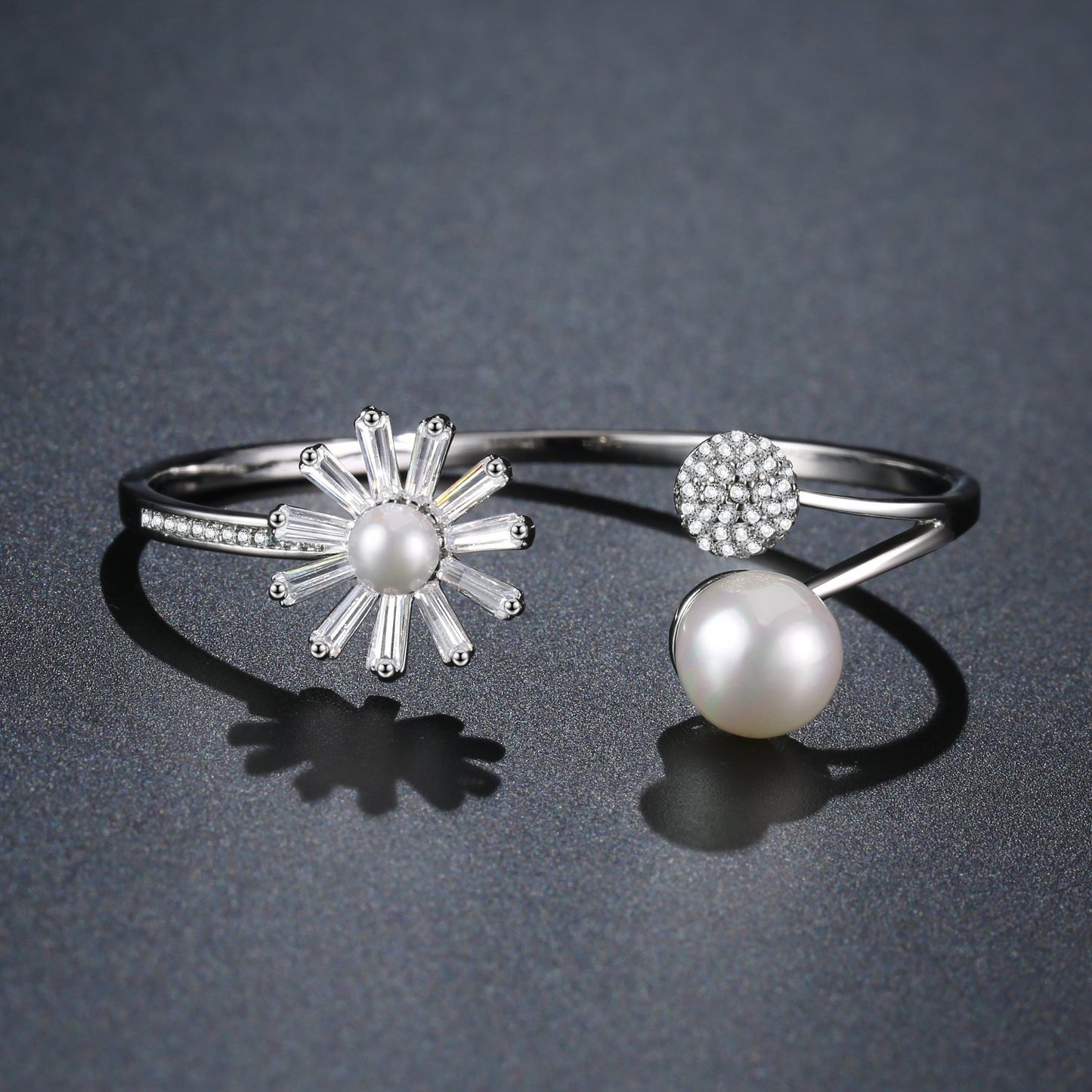 Flower Bracelet Pearl Bangle Adjustable - KHAISTA