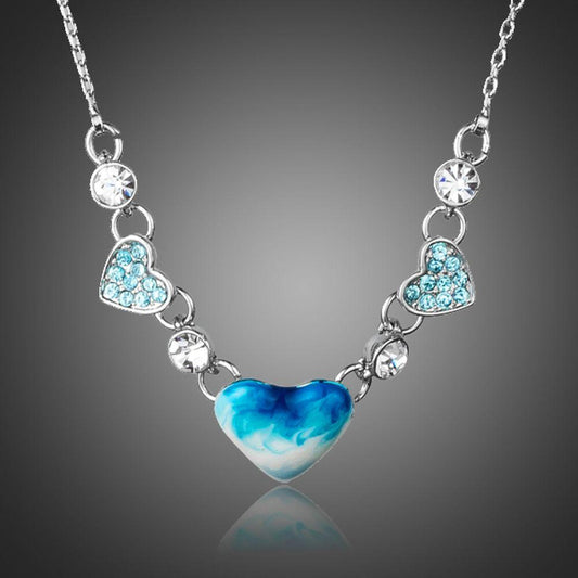 Artistic Blue Heart Necklace KPN0164 - KHAISTA Fashion Jewellery