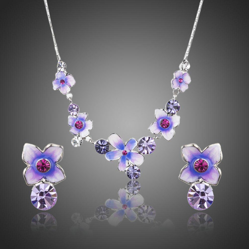 Artistic Flower Stud Earrings and Pendant Necklace Jewelry Set - KHAISTA Fashion Jewellery