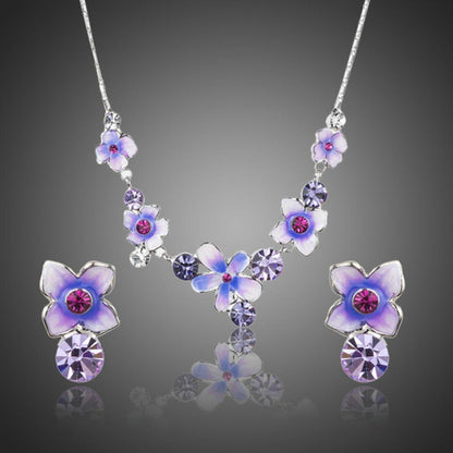 Artistic Flower Stud Earrings and Pendant Necklace Jewelry Set - KHAISTA Fashion Jewellery