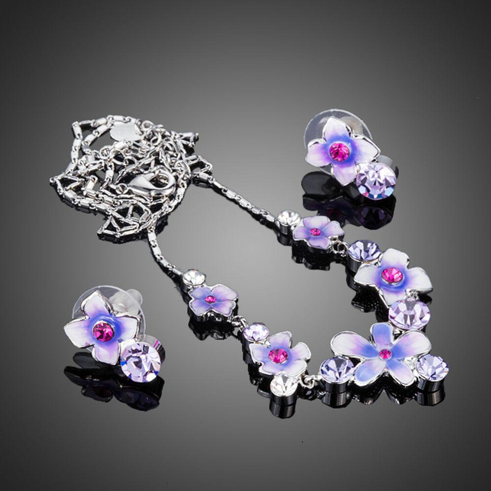 Artistic Flower Stud Earrings and Pendant Necklace Jewelry Set - KHAISTA Fashion Jewellery