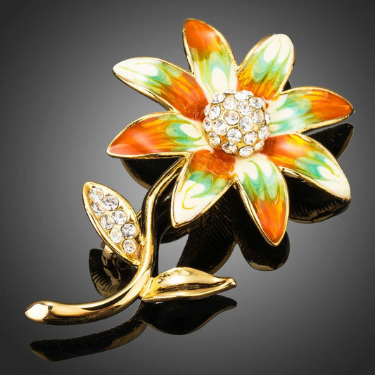 Artistic Golden Flower Pin Brooch - KHAISTA Fashion Jewellery