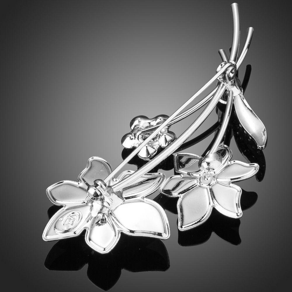 Artistic White Gold Violet Flower Brooch Pin - KHAISTA Fashion Jewellery