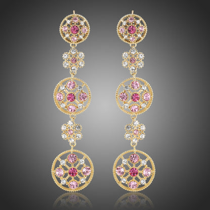 Austrian Crystals Long Drop Earrings -KPE0391 - KHAISTA Fashion Jewellery