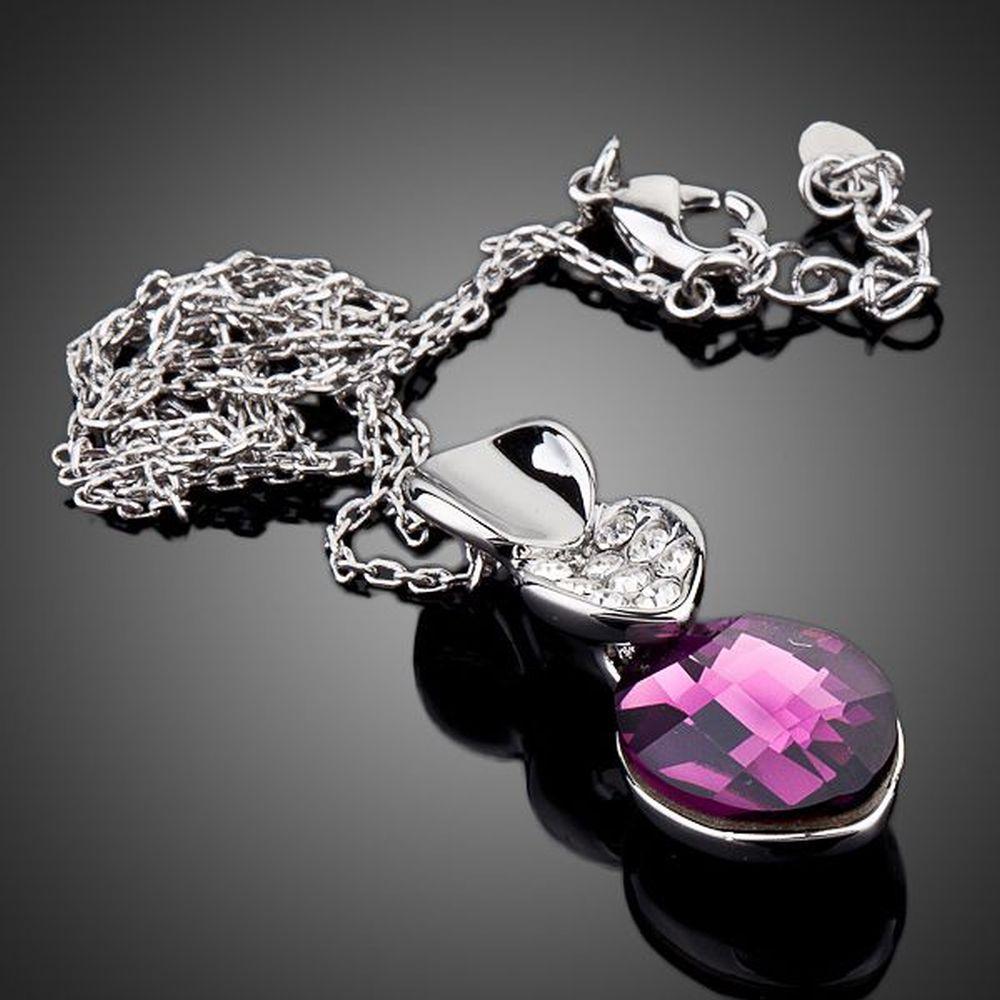 Big Purple Crystal Pendant Necklace - KHAISTA Fashion Jewellery