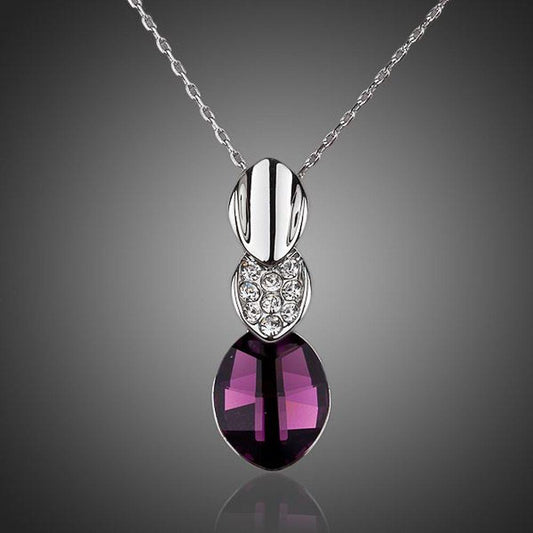 Big Purple Crystal Pendant Necklace - KHAISTA Fashion Jewellery