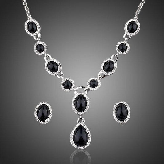 Black Crystal Jewelry Set - KHAISTA Fashion Jewellery