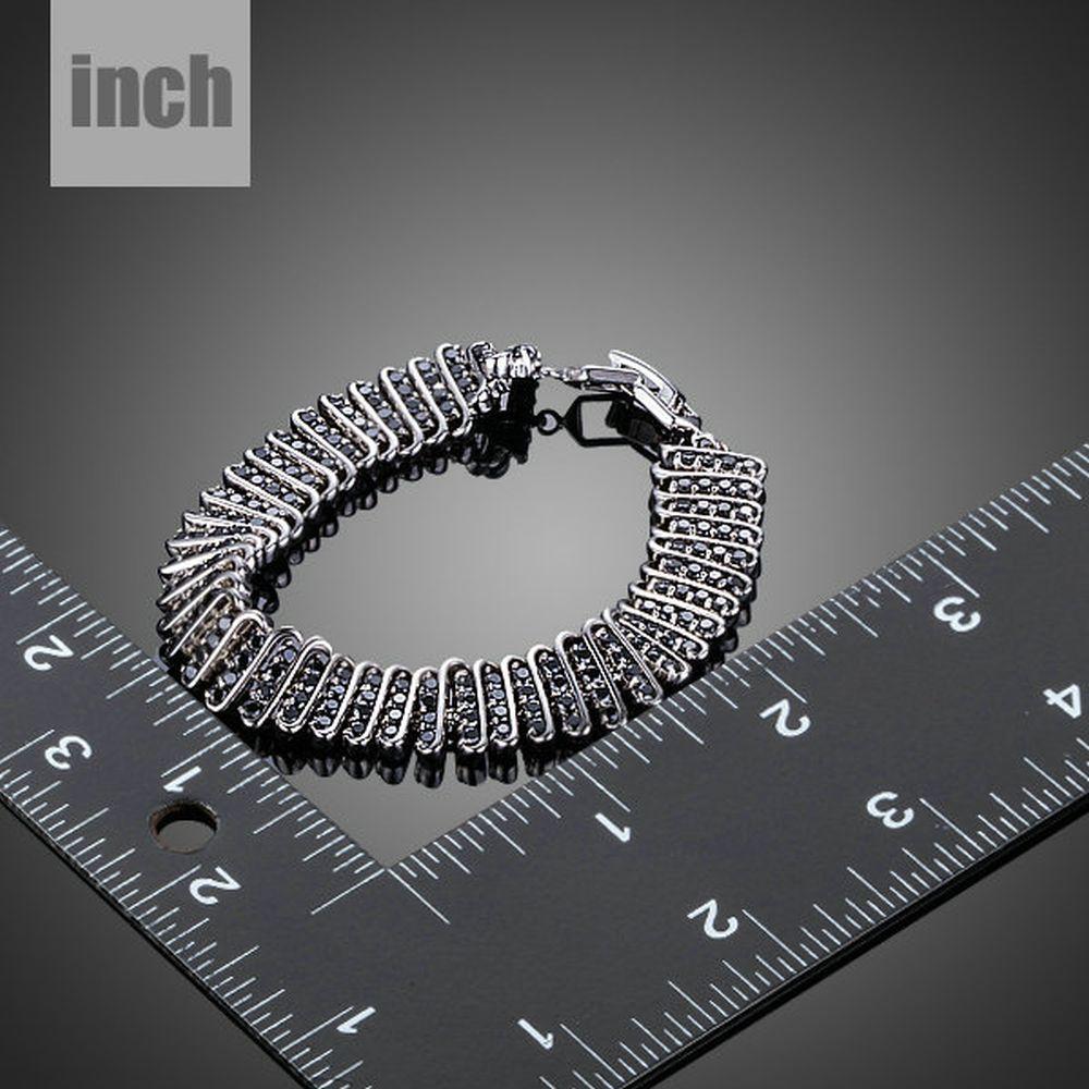 Black Link Chain Cubic Zirconia Bangle - KHAISTA Fashion Jewellery