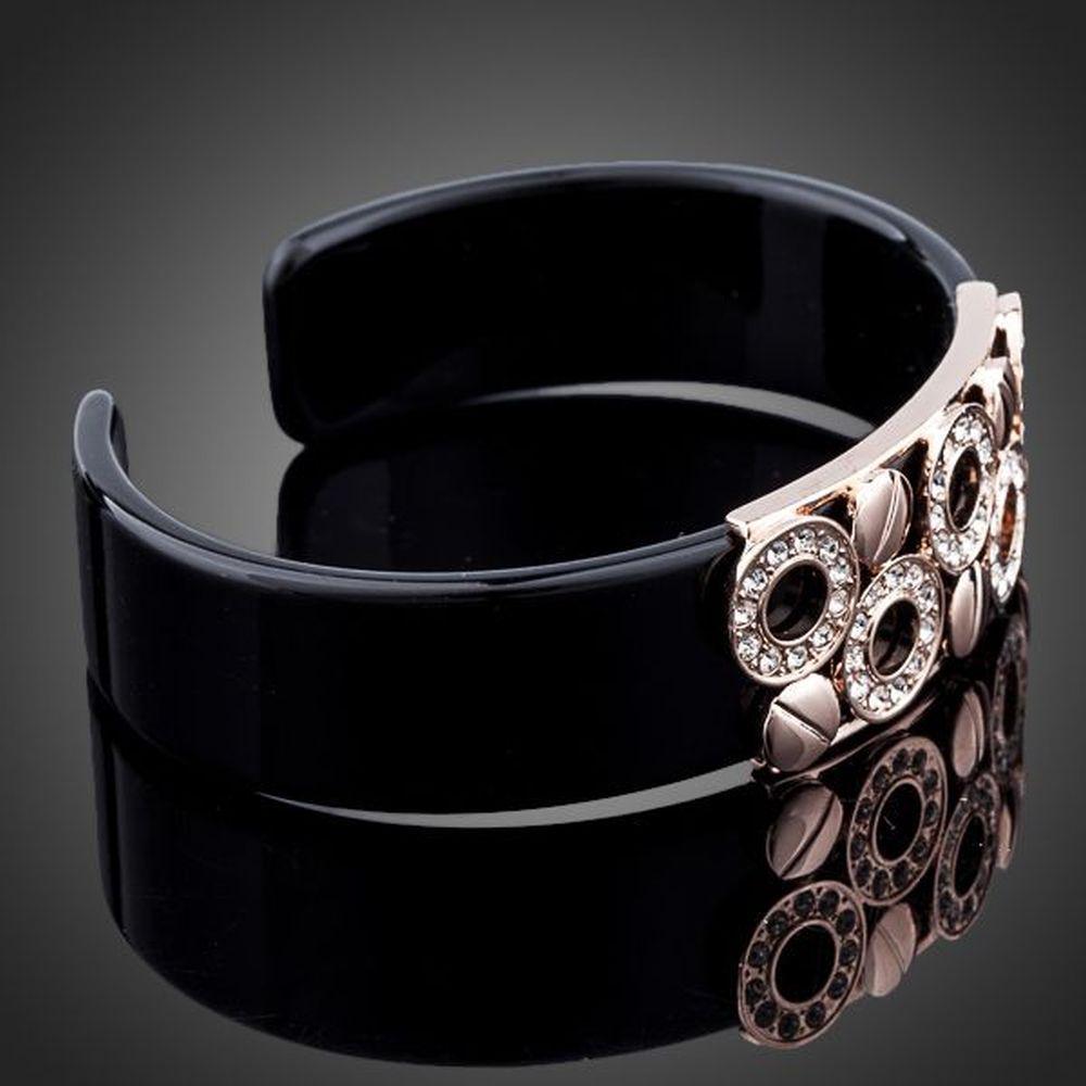 Black Round Designer Crystal Bangle - KHAISTA Fashion Jewellery