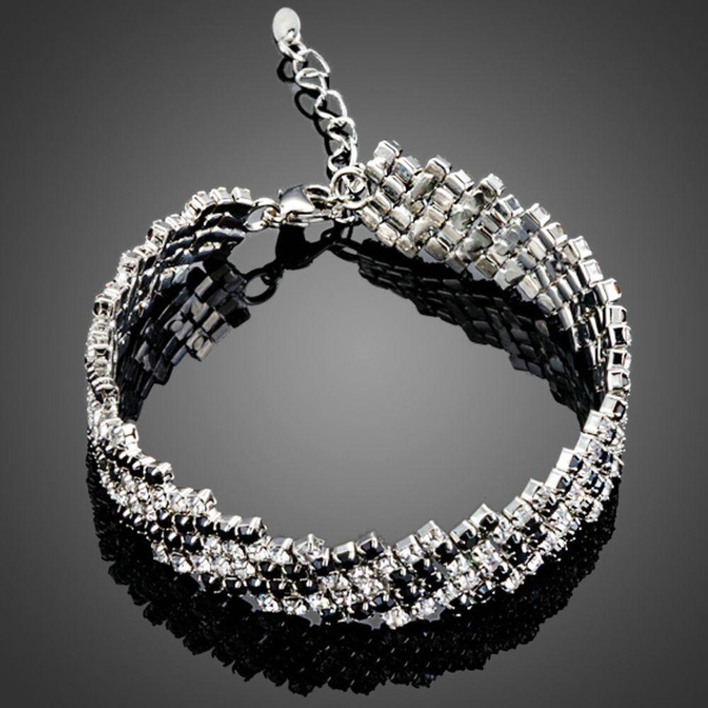 Black Zig Zag Cubic Zirconia Bracelet - KHAISTA Fashion Jewellery