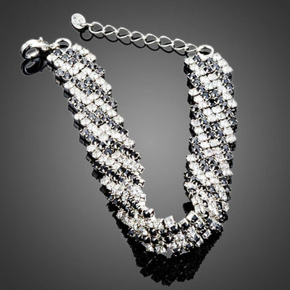 Black Zig Zag Cubic Zirconia Bracelet - KHAISTA Fashion Jewellery