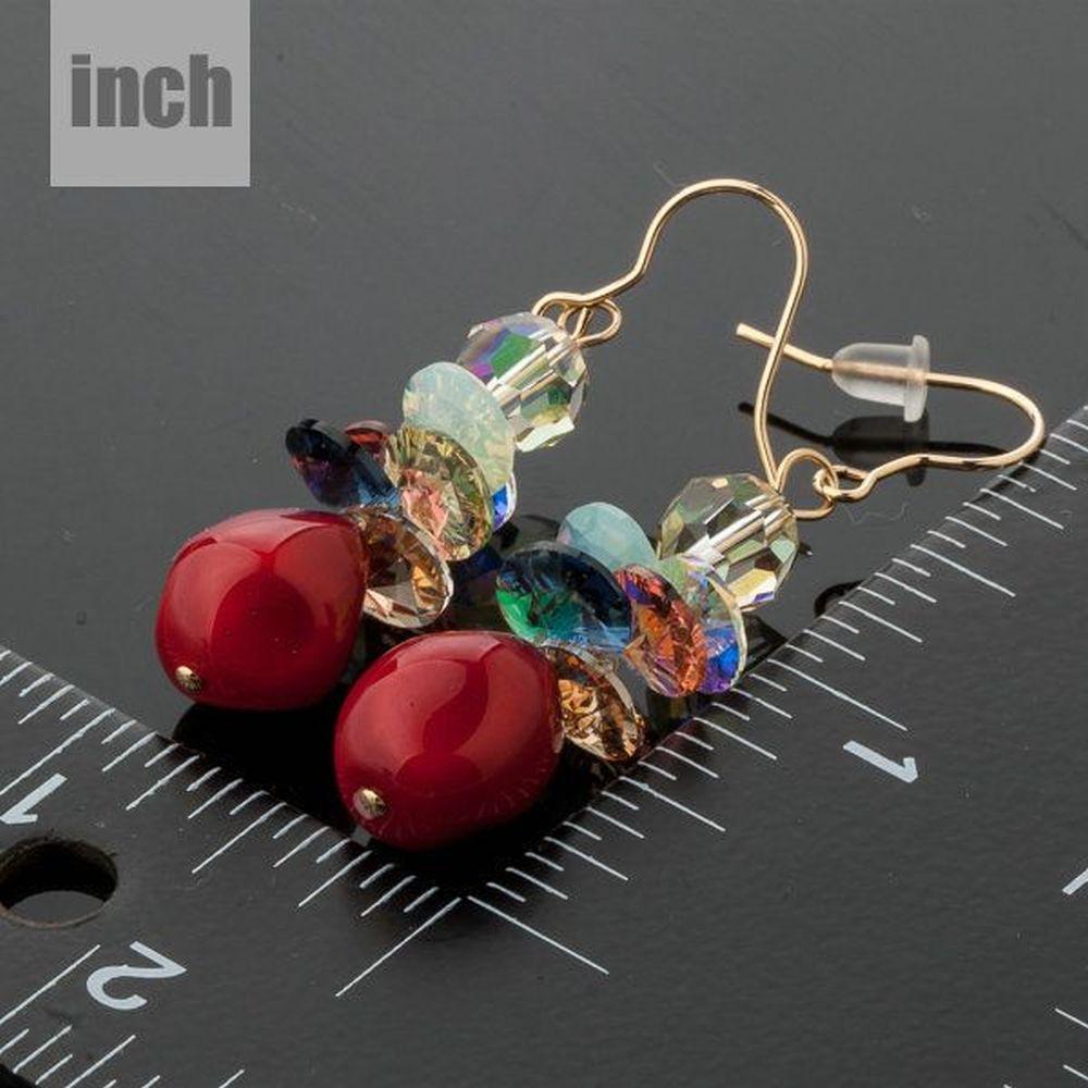 Blood Red Cluster Drop Earrings - KHAISTA Fashion Jewellery