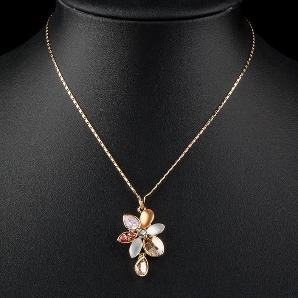 Blooming Flower Crystal Necklace KPN0114 - KHAISTA Fashion Jewellery