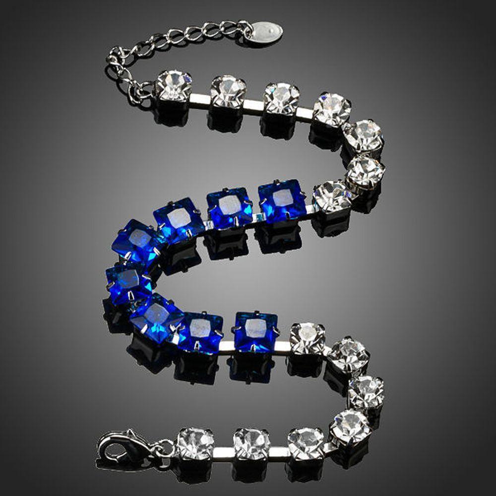 Blue and Clear Cubic Zirconia Bracelet - KHAISTA Fashion Jewellery