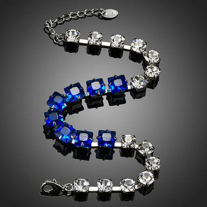 Blue and Clear Cubic Zirconia Bracelet - KHAISTA Fashion Jewellery