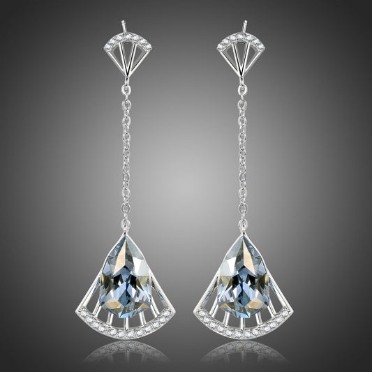 Blue Austrian Crystal Drop Earrings -KPE0396 - KHAISTA Fashion Jewellery