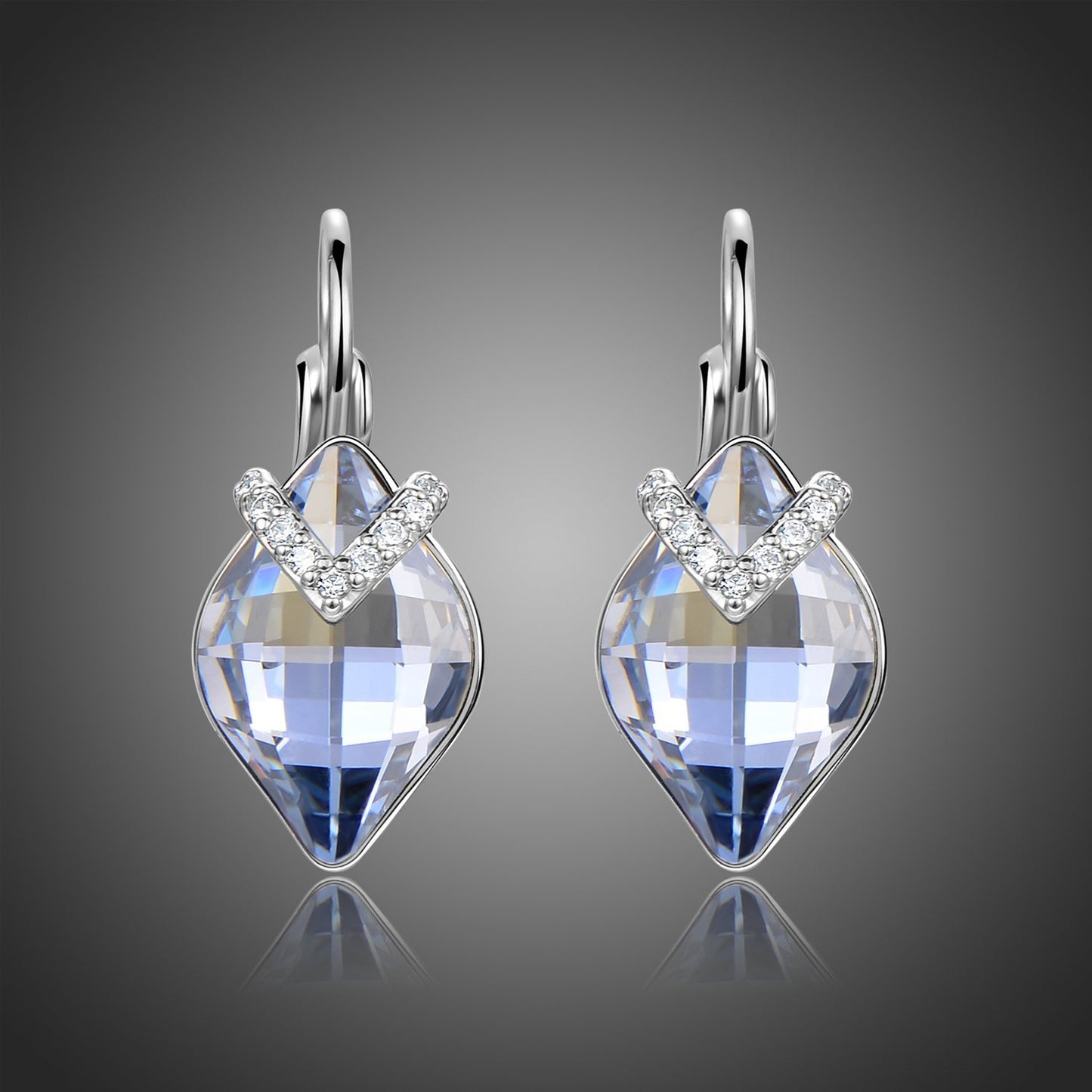 Blue Austrian Crystals Drop Earrings -KPE0365 - KHAISTA Fashion Jewellery