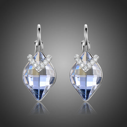 Blue Austrian Crystals Drop Earrings -KPE0365 - KHAISTA Fashion Jewellery