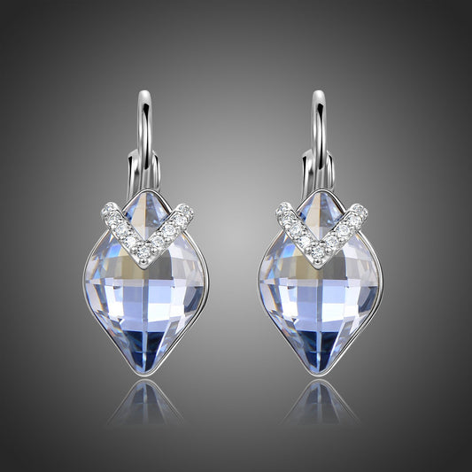 Blue Austrian Crystals Drop Earrings -KPE0365 - KHAISTA Fashion Jewellery