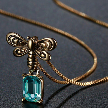 Blue Austrian Crystals Pendants Necklace -KFJN0286 - KHAISTA5