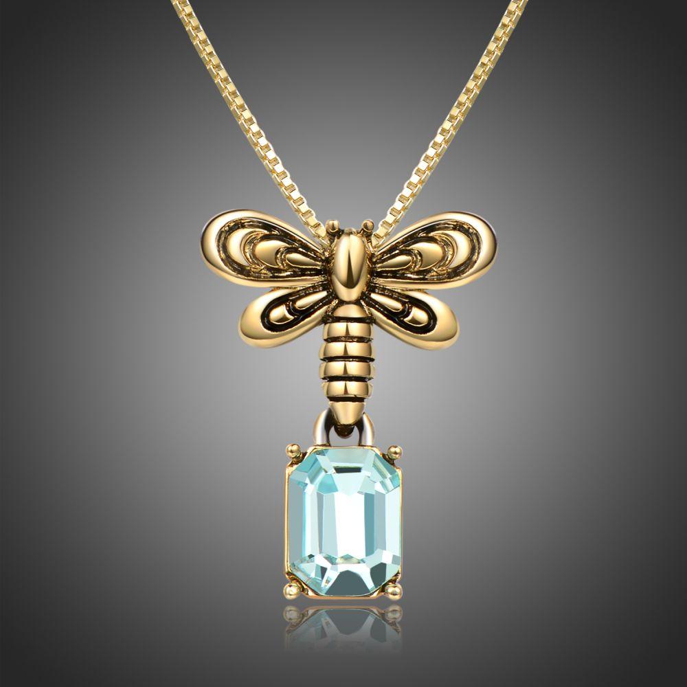 Blue Austrian Crystals Pendants Necklace -KFJN0286 - KHAISTA4
