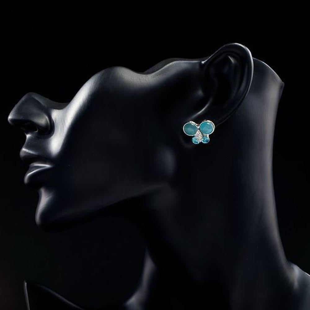 Blue Butterfly Stud Earrings -KPE0016 - KHAISTA Fashion Jewellery