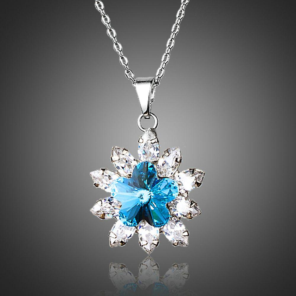 Blue Crystal Waterdrop Pendant Necklace KPN0169 - KHAISTA Fashion Jewellery