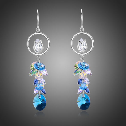 Blue Long Drop Earrings -KPE0333 - KHAISTA Fashion Jewellery