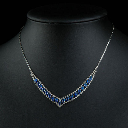 Blue Marquise Cubic Zirconia Pendant Necklace KPN0225 - KHAISTA Fashion Jewellery