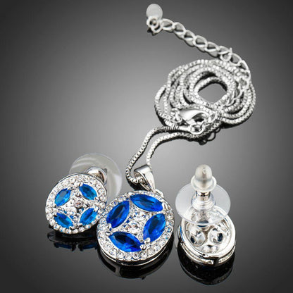 Blue Marquise CZ White Gold Oval Jewelry Sets - KHAISTA Fashion Jewellery