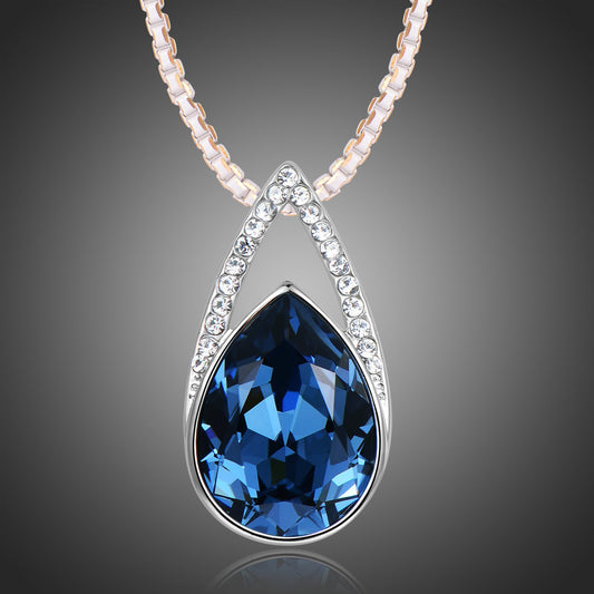 Blue Pear Necklace KPN0268 - KHAISTA Fashion Jewellery