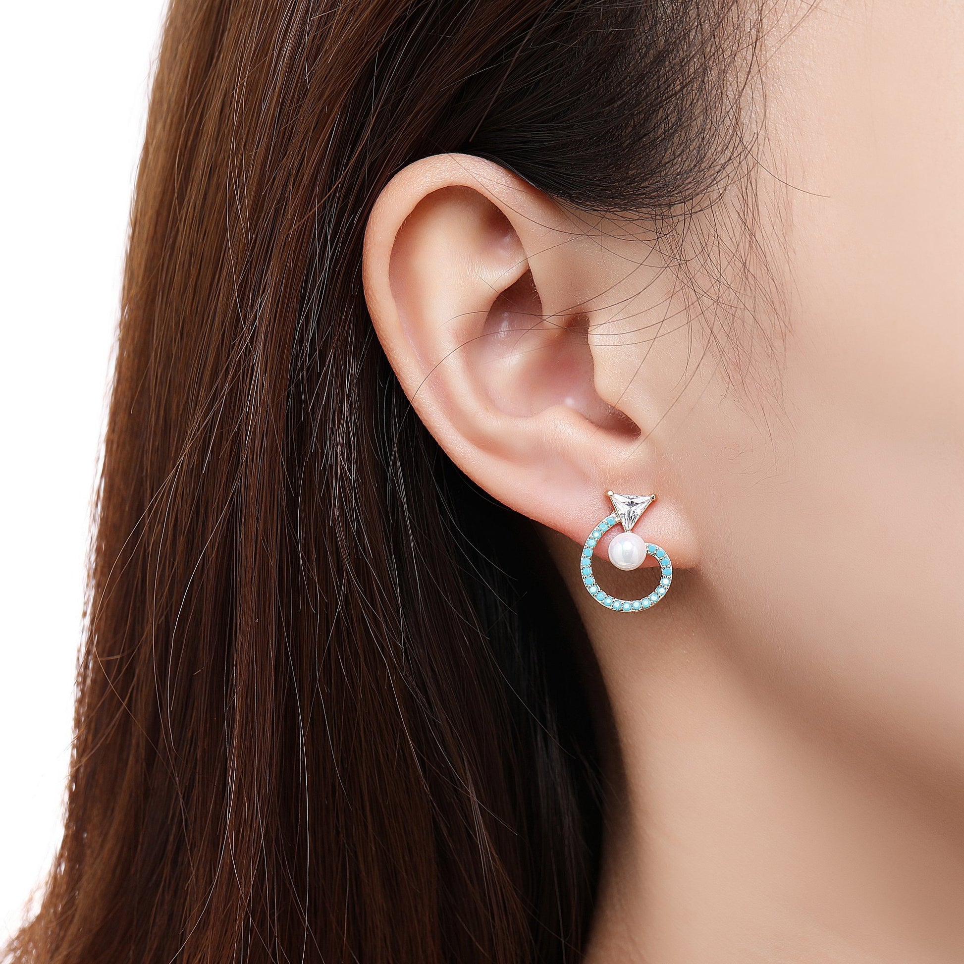 Blue Resin Stud Earring -KPE0386 - KHAISTA Fashion Jewellery