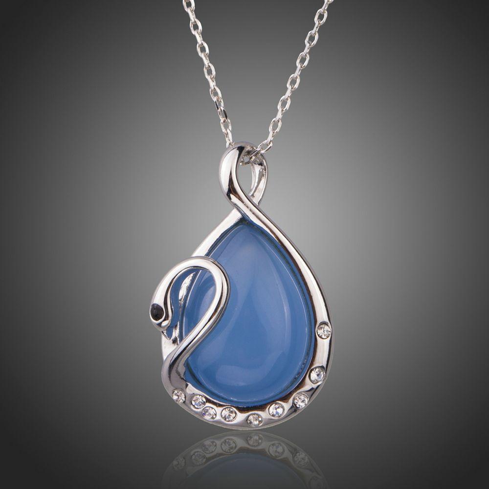 Blue Swan Pendant Necklace - KHAISTA Fashion Jewellery