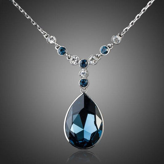 Blue Water Crystal Necklace - KHAISTA Fashion Jewellery