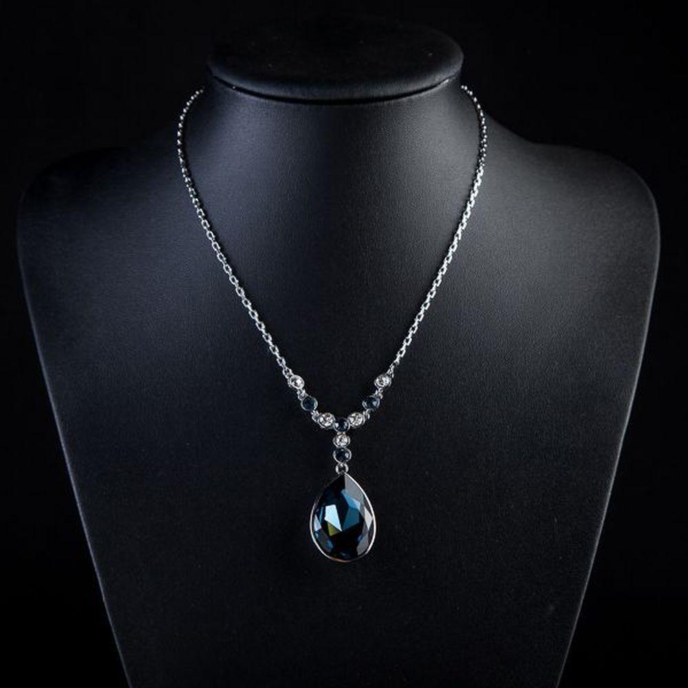 Blue Water Crystal Necklace - KHAISTA Fashion Jewellery