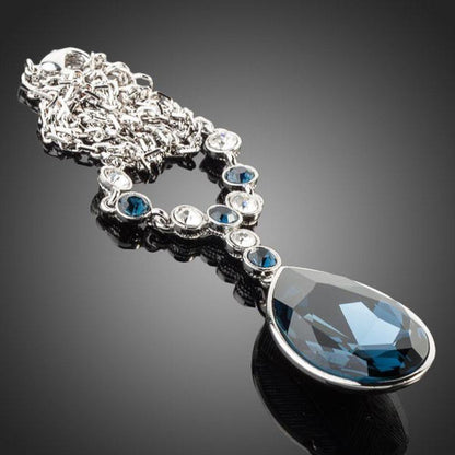 Blue Water Crystal Necklace - KHAISTA Fashion Jewellery