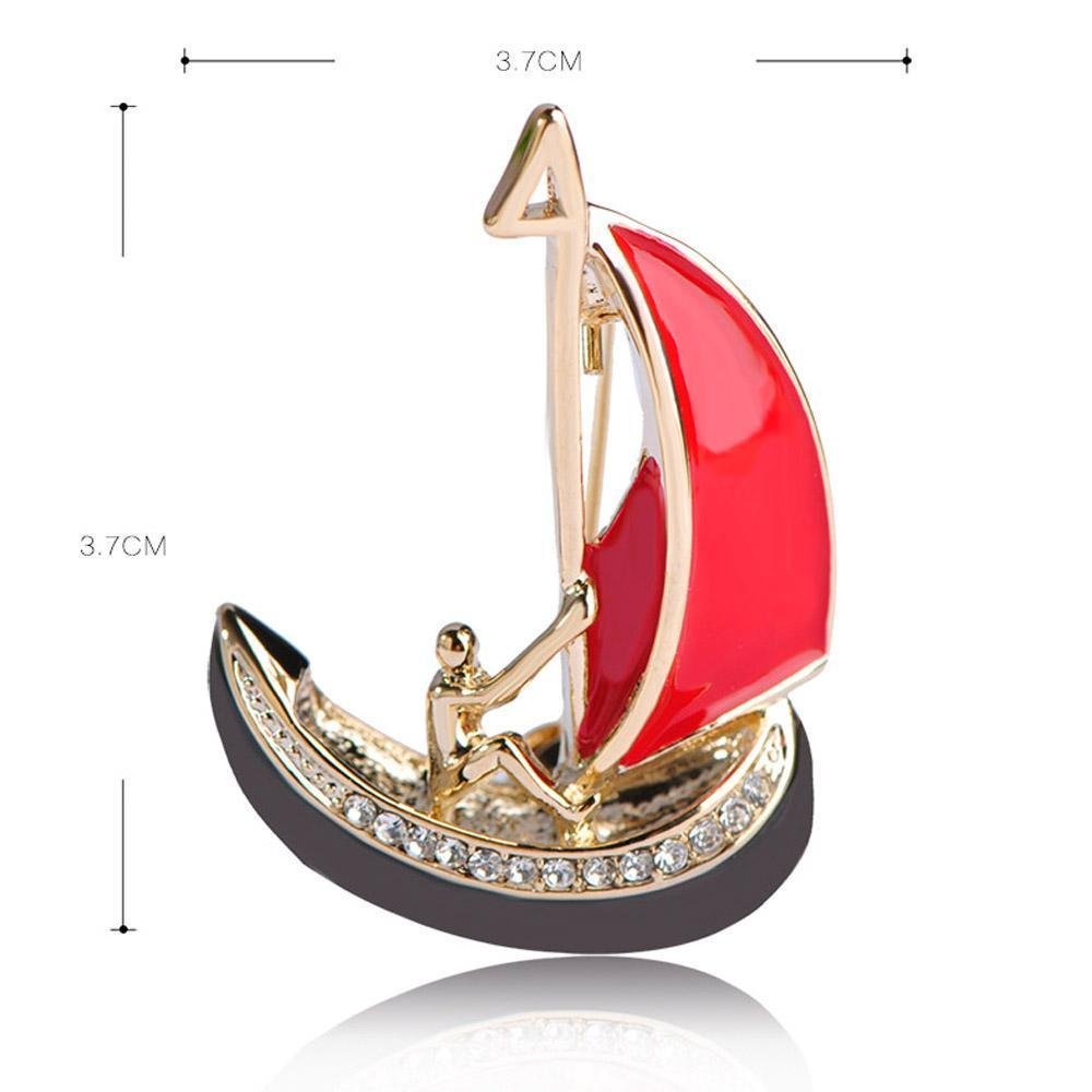 Boat Sail Brooch Pin - KHAISTA Fashion Jewellery