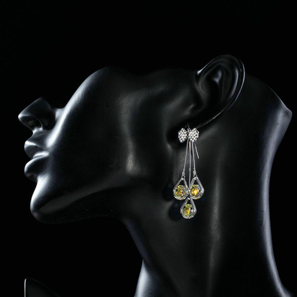 Bowknot Crystal Drop Hoop Earrings - KHAISTA Fashion Jewellery