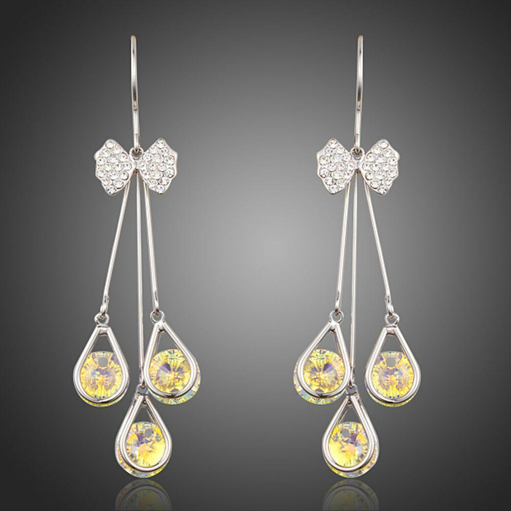 Bowknot Crystal Drop Hoop Earrings - KHAISTA Fashion Jewellery