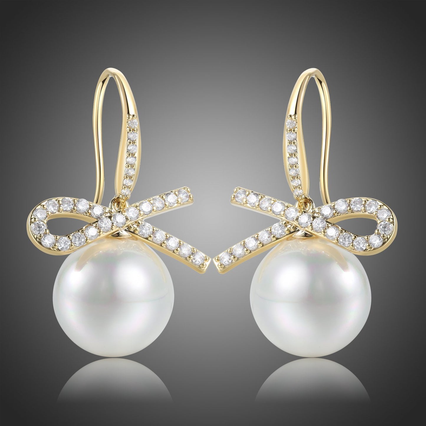 Bowknot Pearl Dangle Drop Earrings -KPE0400 - KHAISTA Fashion Jewellery