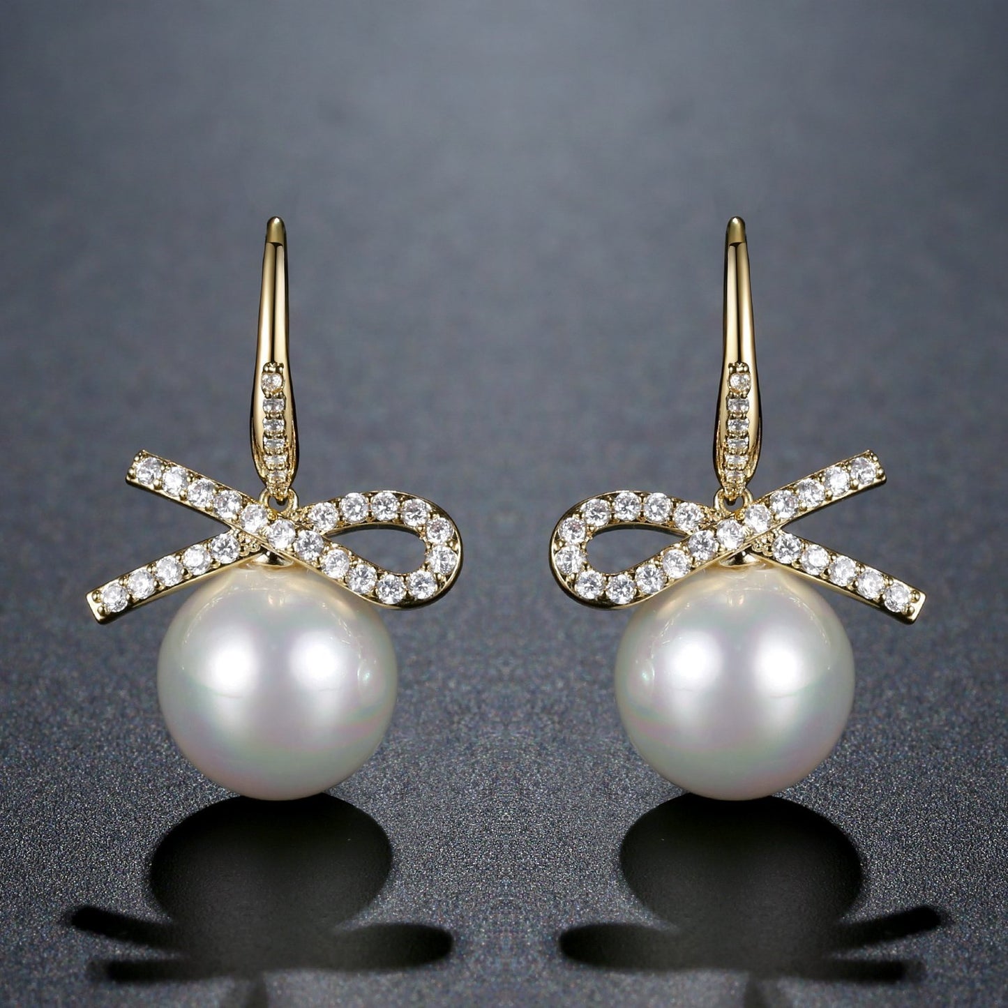 Bowknot Pearl Dangle Drop Earrings -KPE0400 - KHAISTA Fashion Jewellery