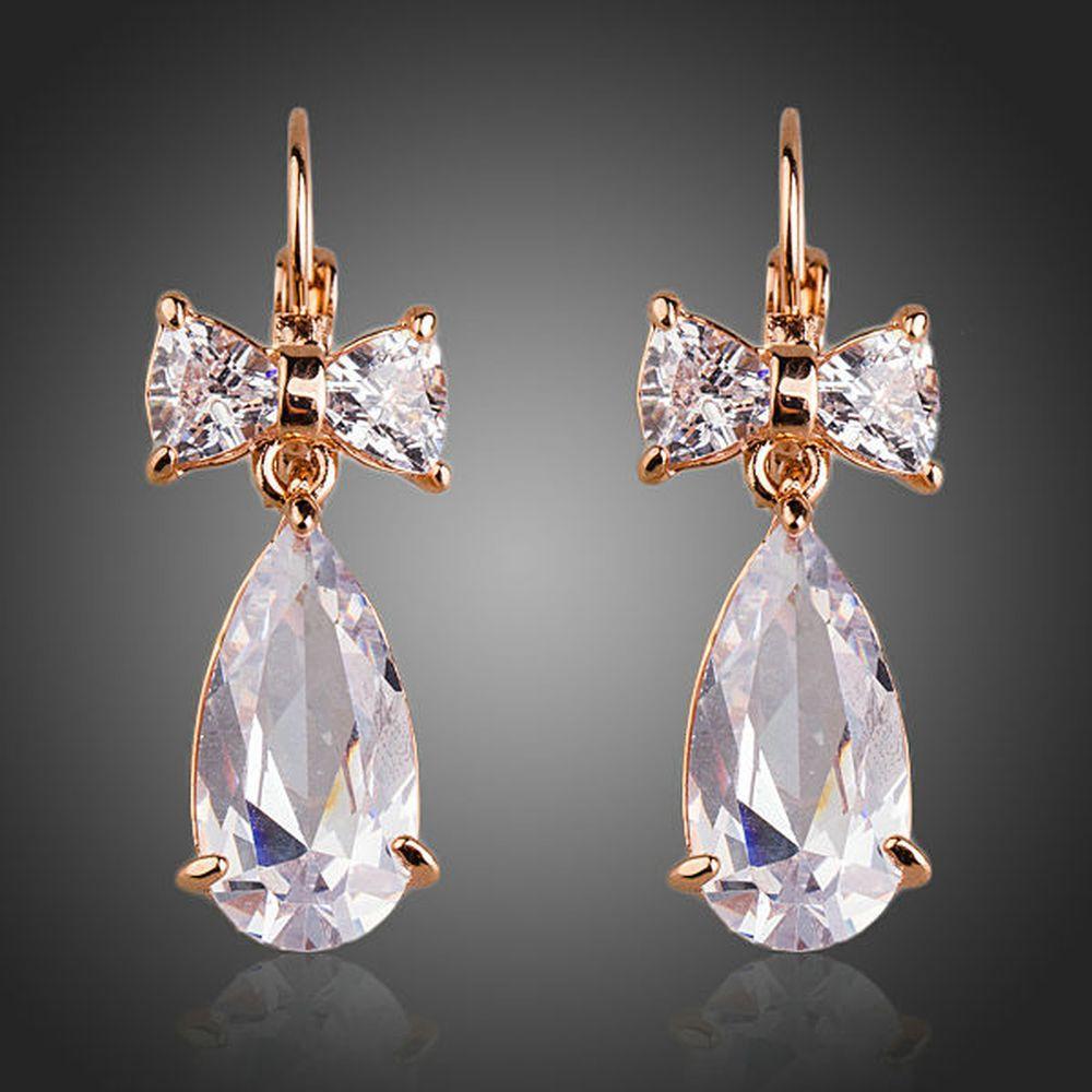 Bowknot Tie Cubic Zirconia Drop Earrings - KHAISTA Fashion Jewellery