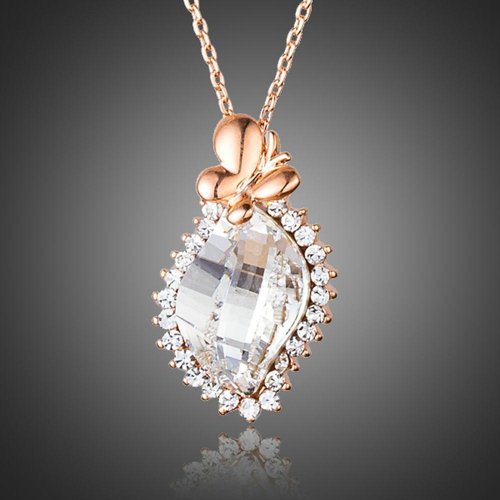 Butterfly on Crystal Pendant Necklace - KHAISTA Fashion Jewellery